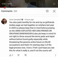 Anna Campbell subtly threatens Trisha Paytas with legal action (Image via YouTube)